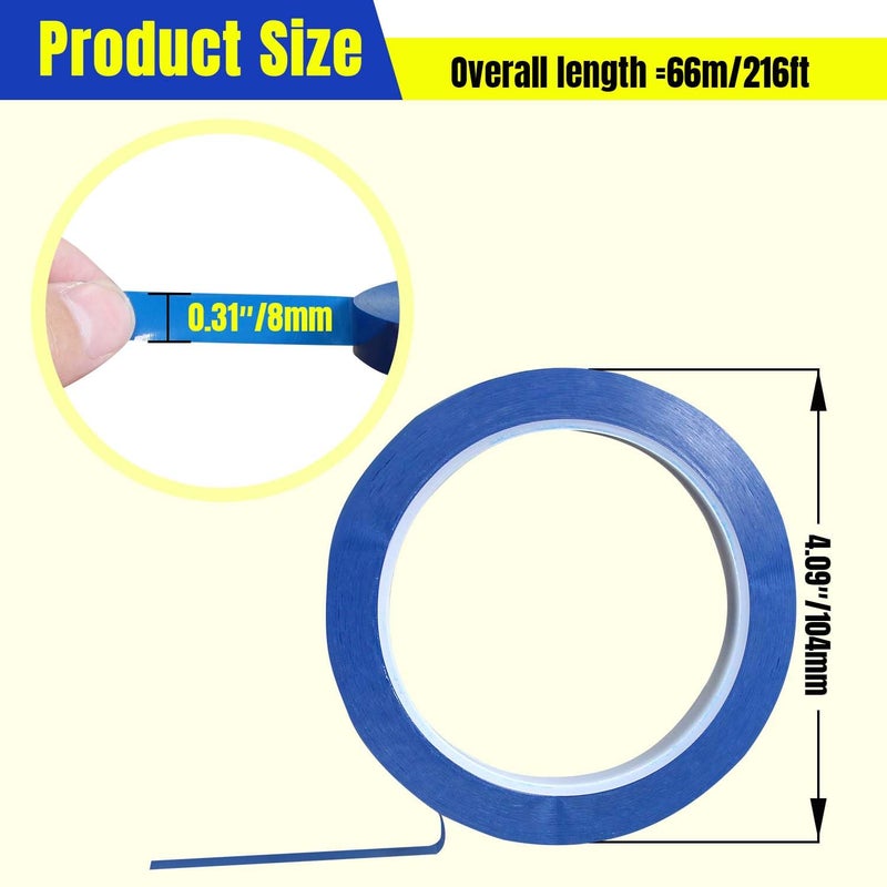 QIMAOO 5 Rolls 2/5" Whiteboard Tape Line 10mm Thin Dry Erase Board Tape Lines Pinstripe Tape, Thin White Board Tape for Graphic Chart Art Tape Grid Marking, 216ft Per Roll - Image 2